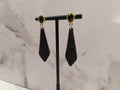 Black Clay Teardrop Earrings with Black Stone