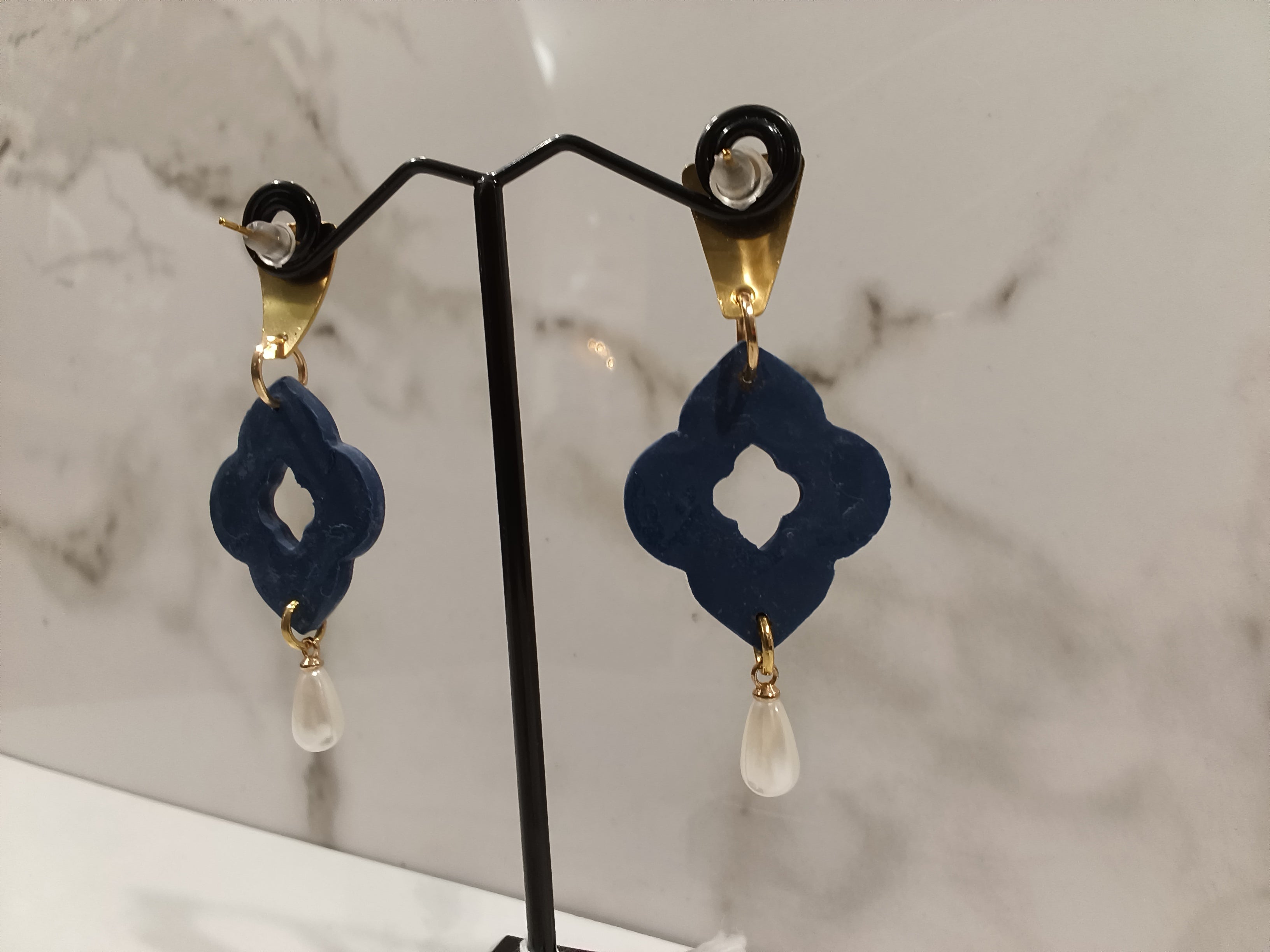 Clay Statement Earrings with Pearl Drops