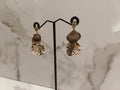 Gold Shell Earrings with Clay Accent