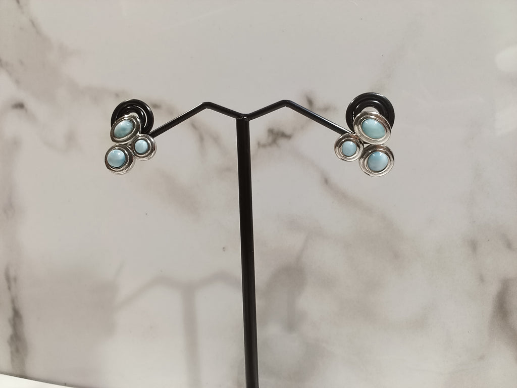 Genuine Larimar Studs - 925 Sterling Silver