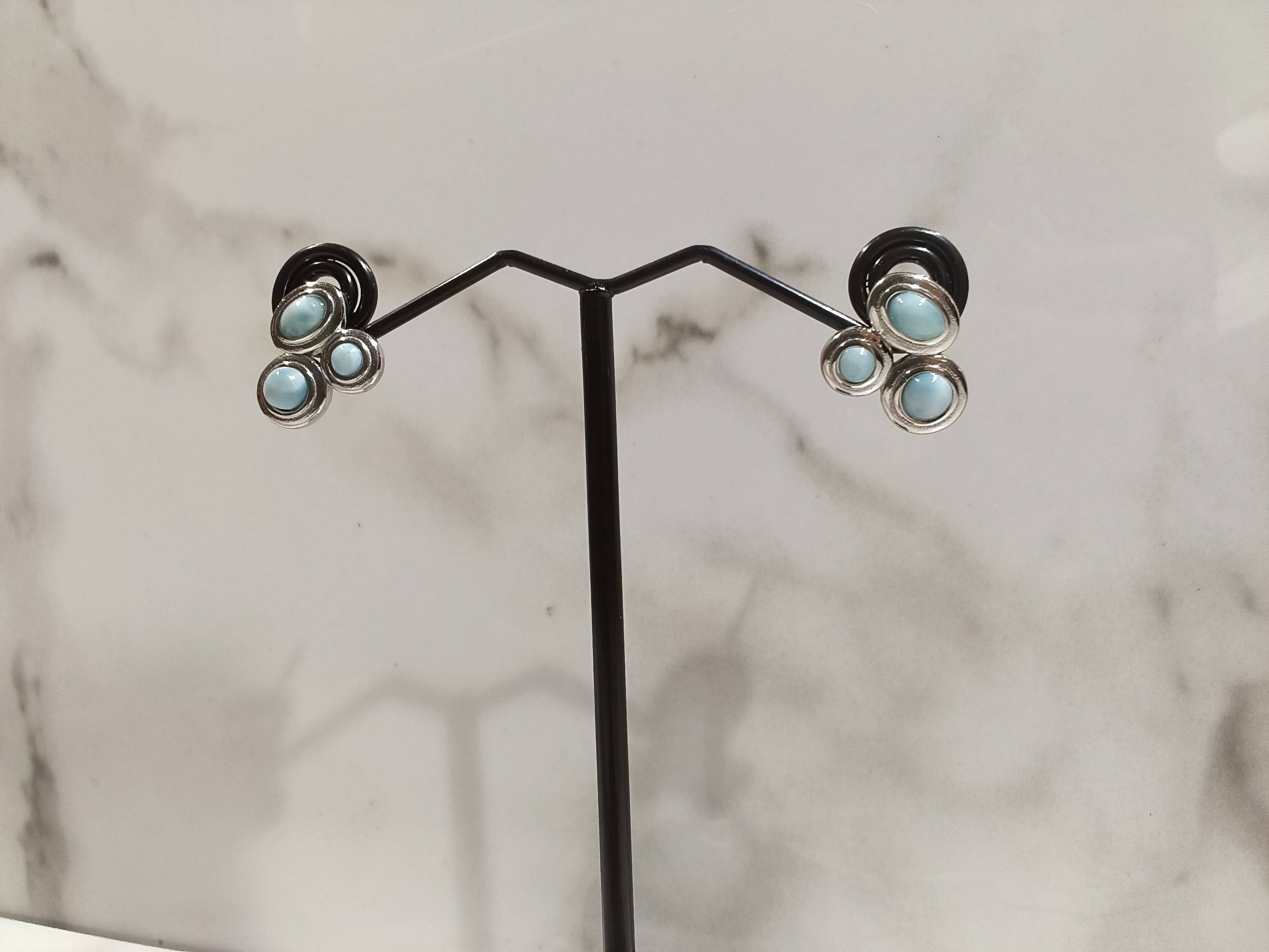 Genuine Larimar Studs - 925 Sterling Silver