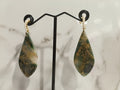 Green Marble Clay Earrings with Gold Glitter