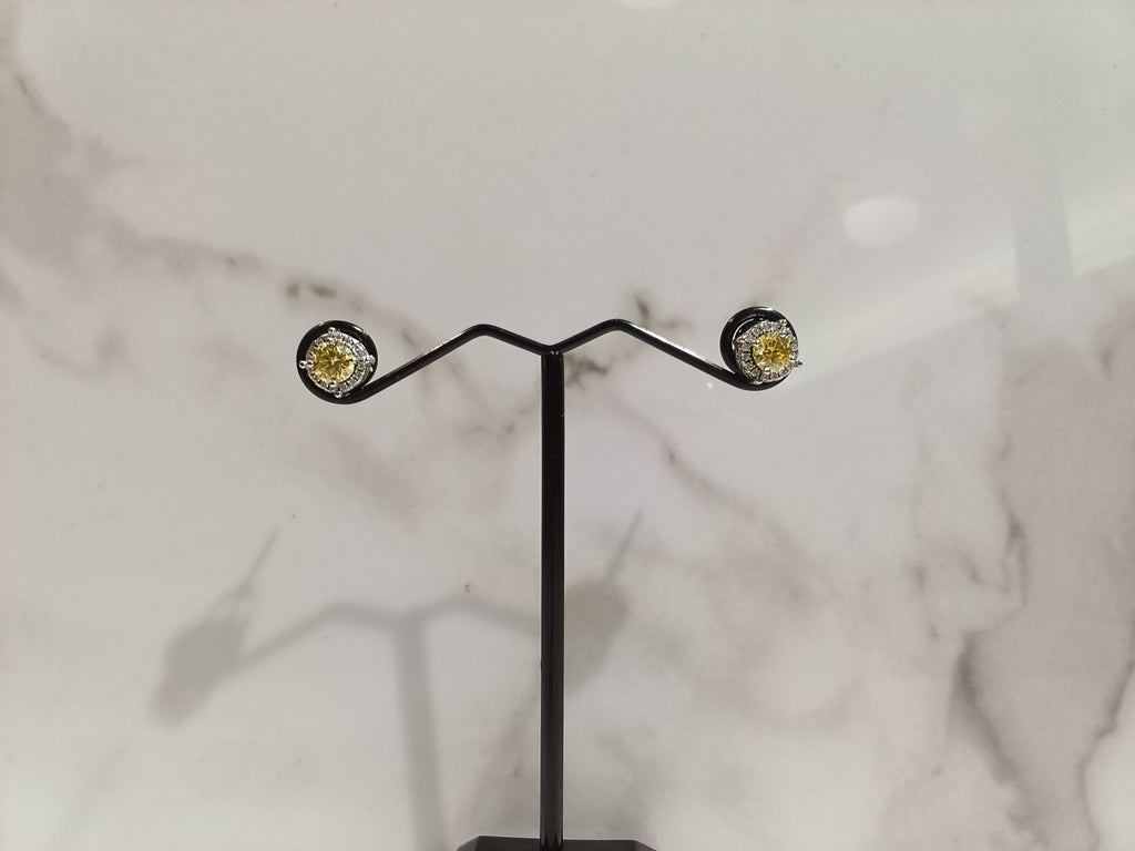 Lemon Yellow Moissanite Sterling Silver Earrings