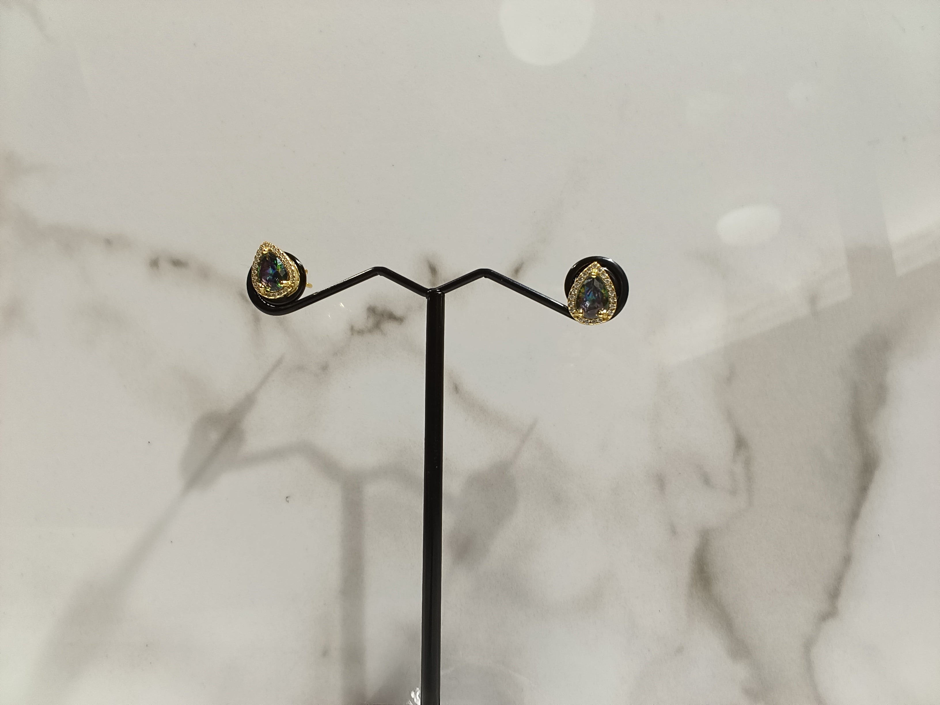 Gold Teardrop Stud Earrings