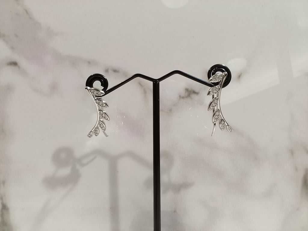 Sterling Silver Leaf Climber Earrings