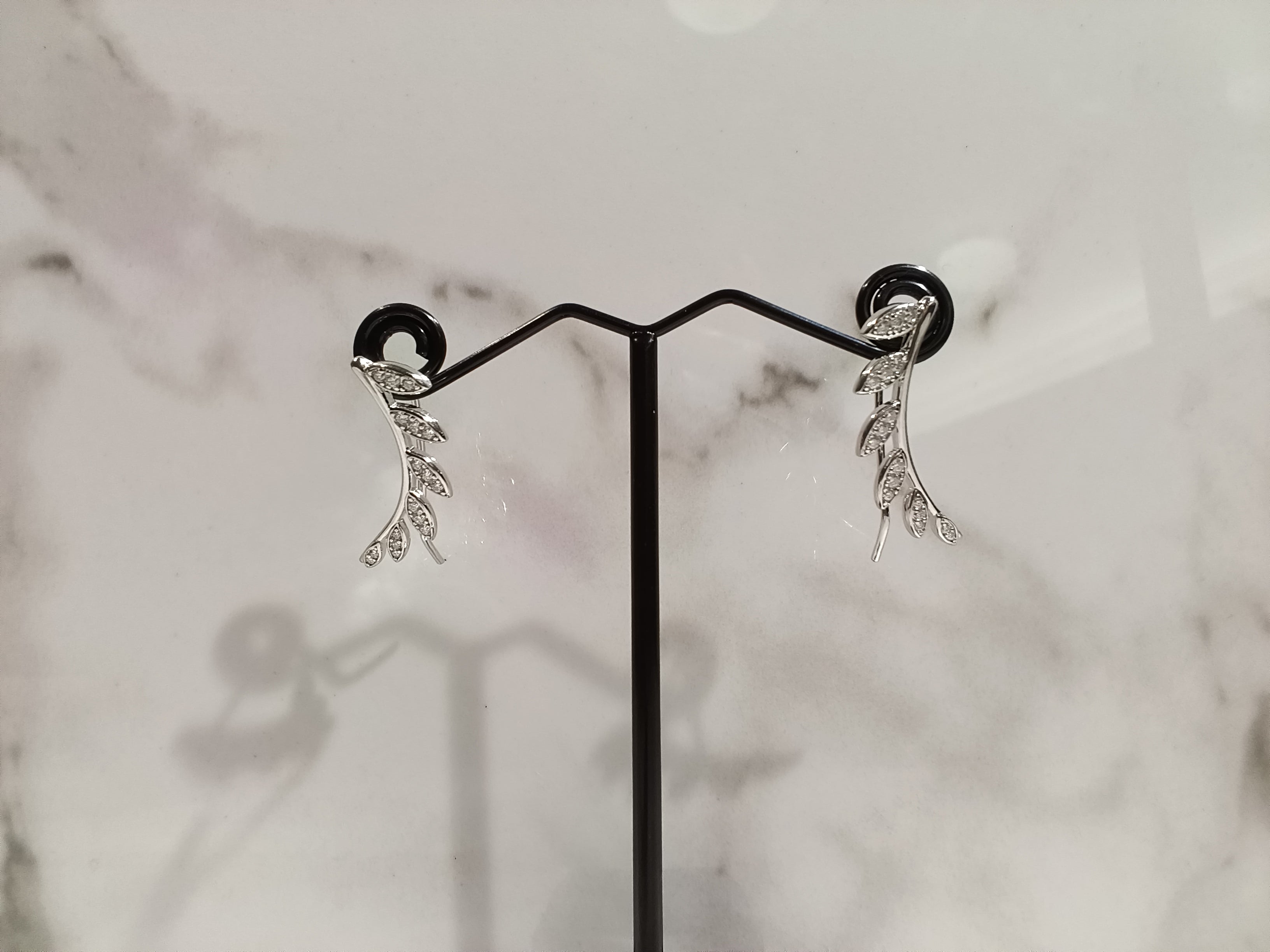 Sterling Silver Leaf Climber Earrings