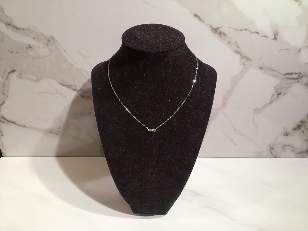 Sterling Silver 3 Stone Bar Necklace - 5003