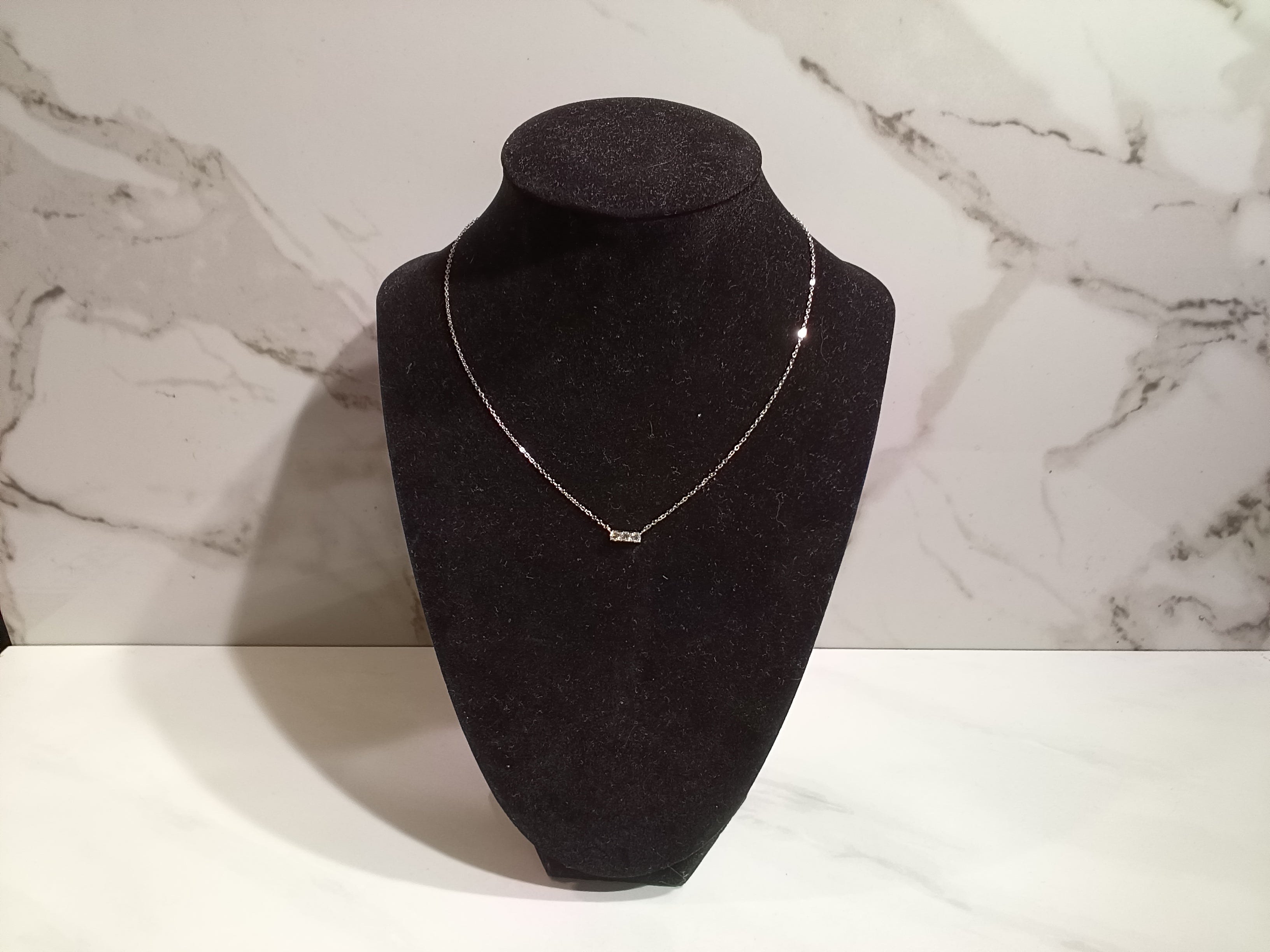 Sterling Silver 3 Stone Bar Necklace - 5003
