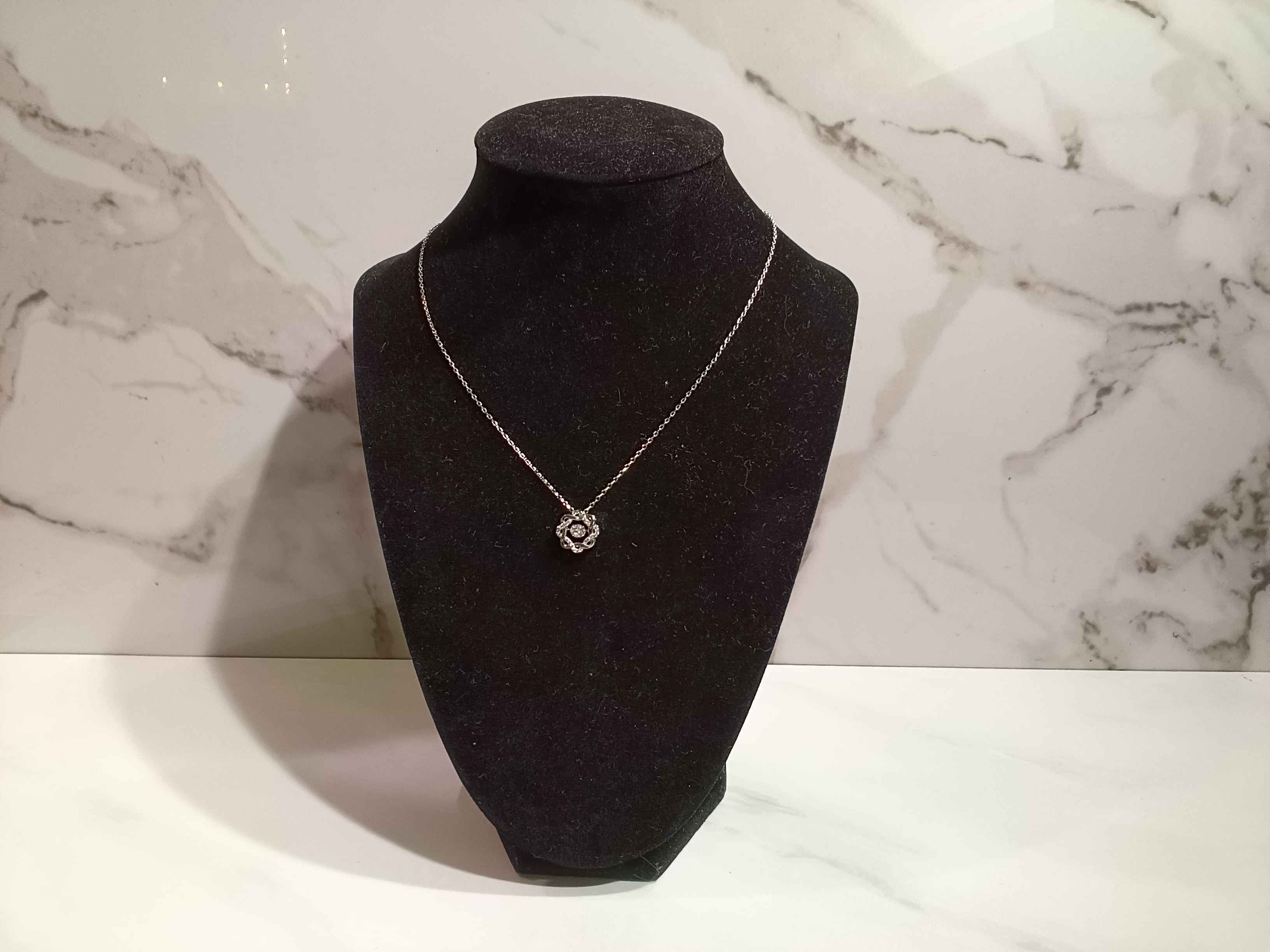 Silver Flower Pendant Necklace - #27