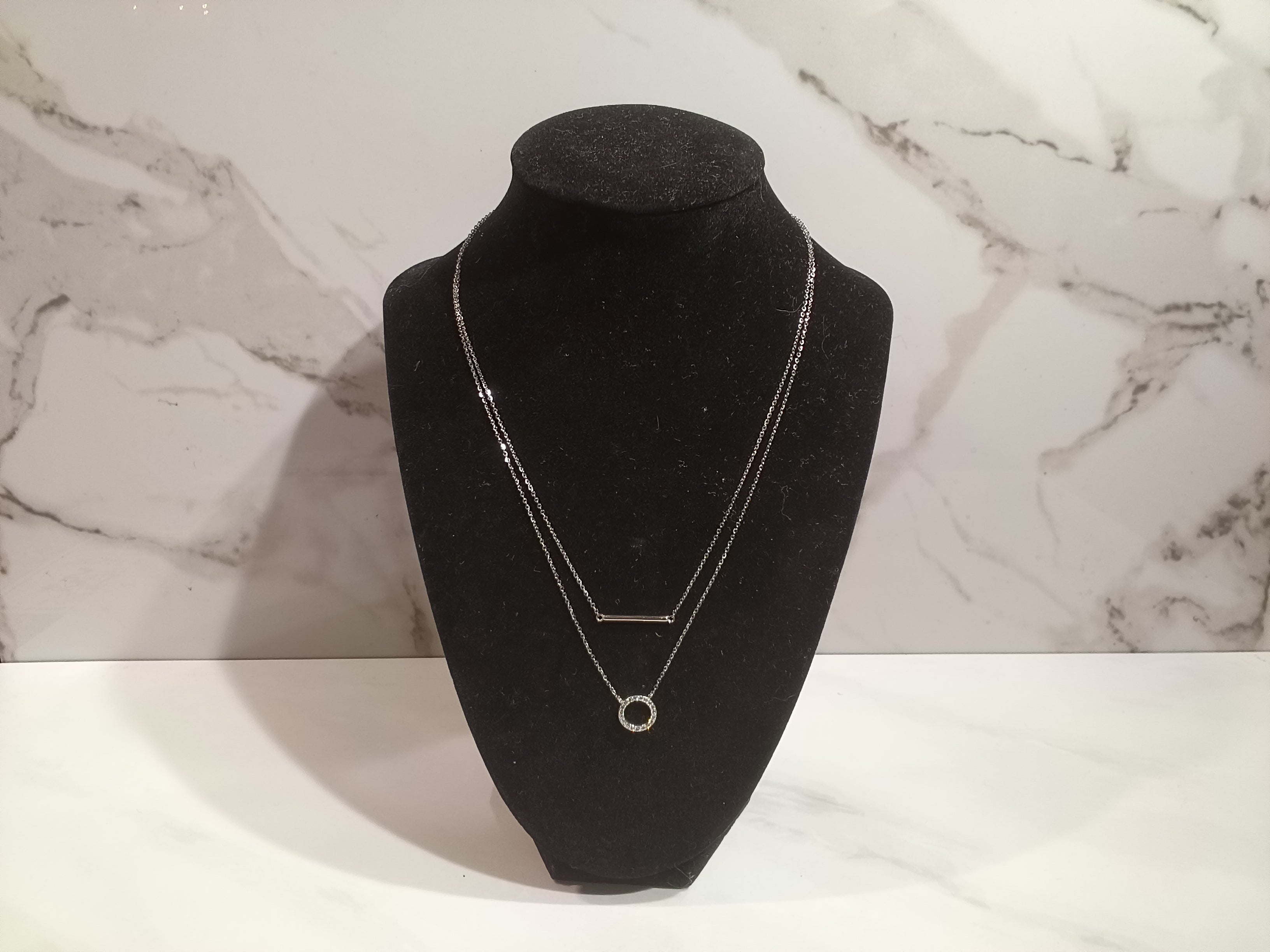 Sterling Silver Moissanite Layered Necklace  -  1005