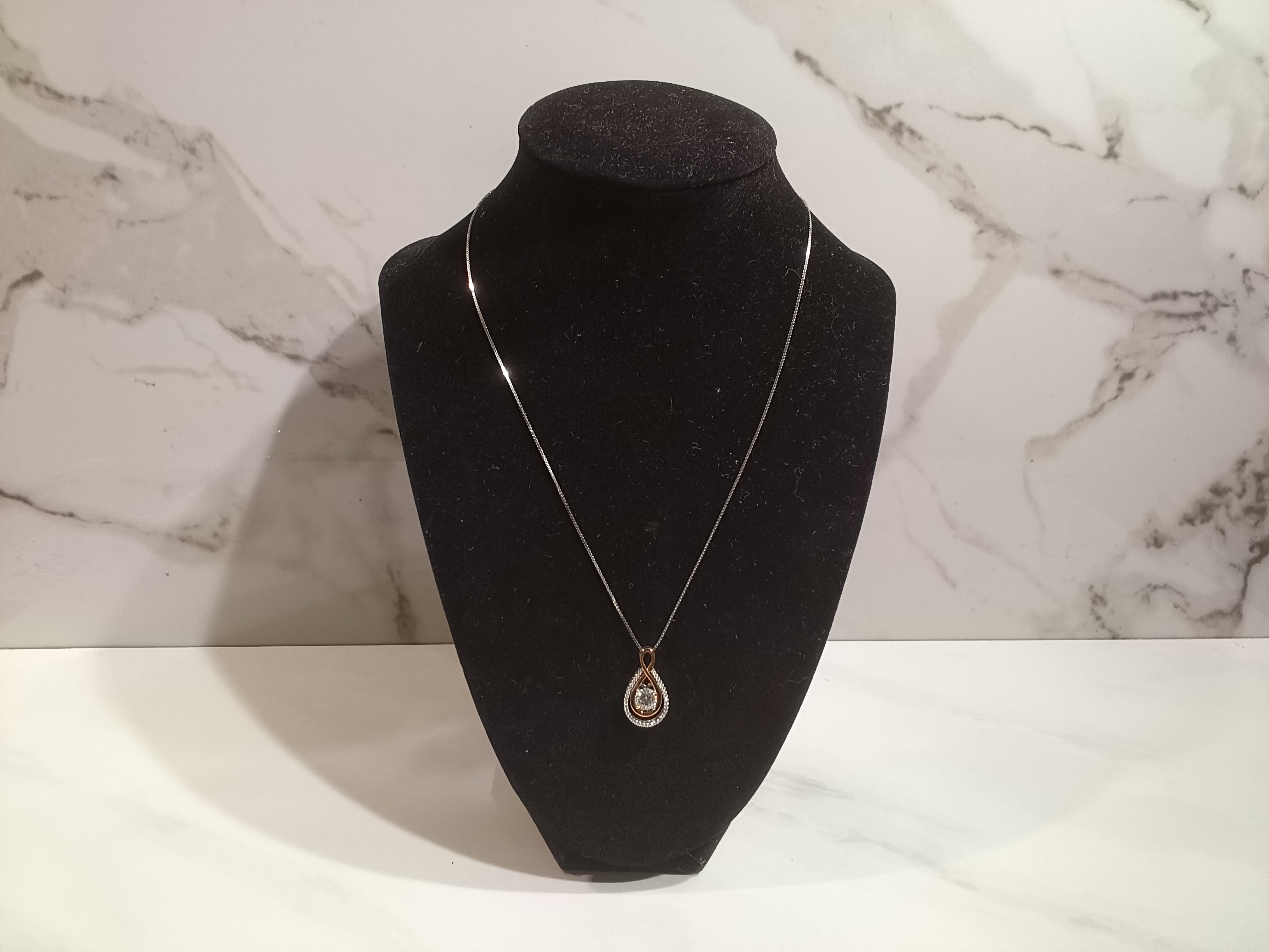1.0 CT Rose Gold Sterling Silver Teardrop Necklace - #50