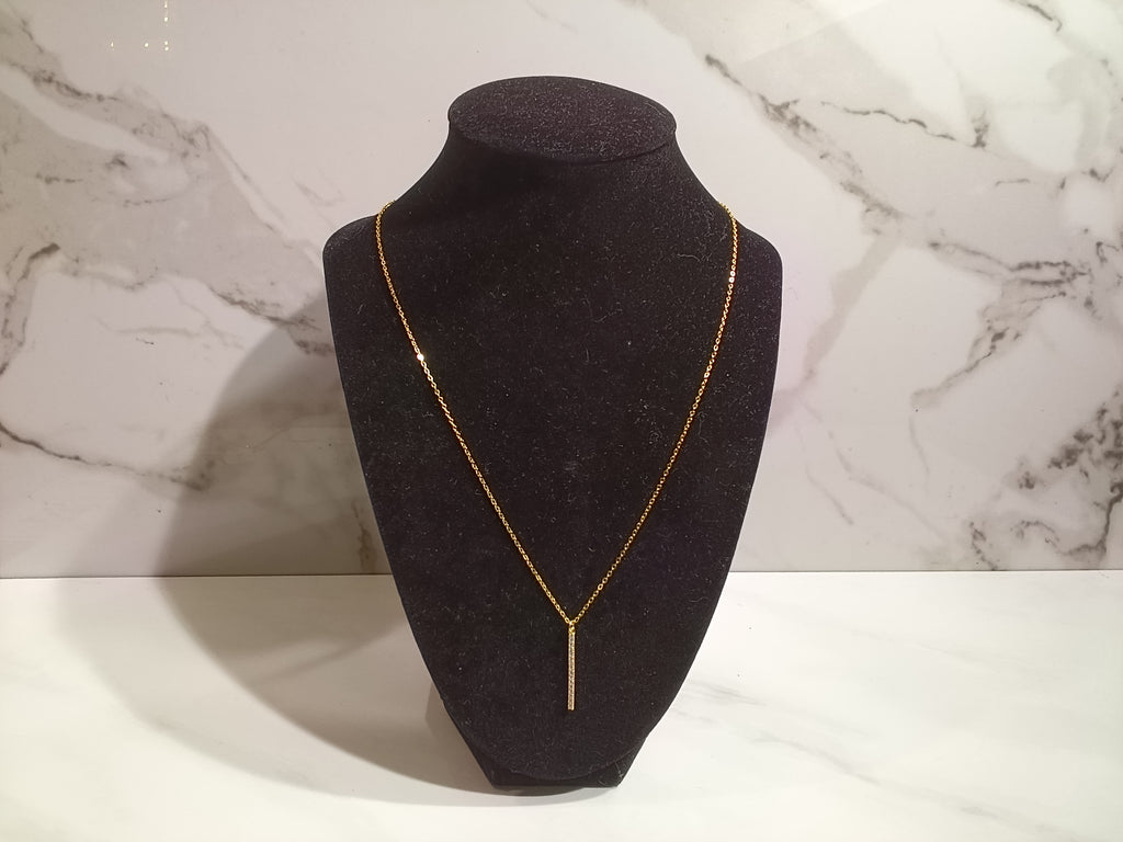18K Gold Over Sterling Silver Moissanite Bar Necklace