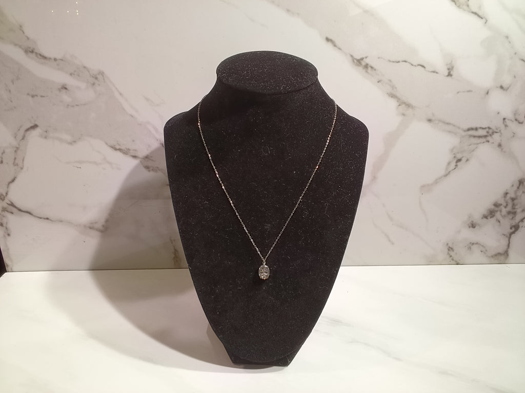Small Oval Sterling Silver Moissanite Necklace
