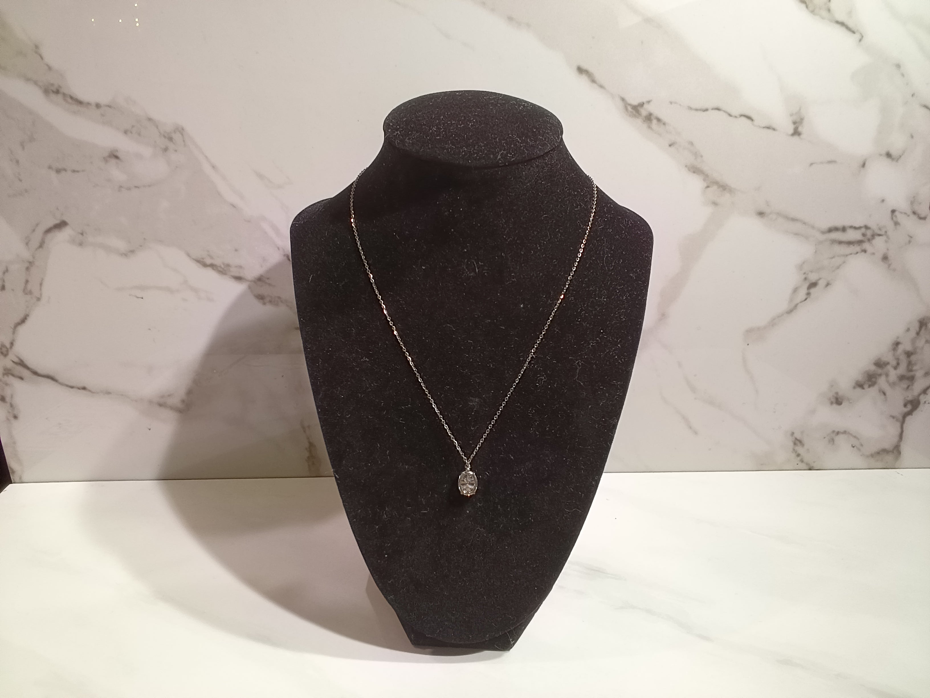 Small Oval Sterling Silver Moissanite Necklace