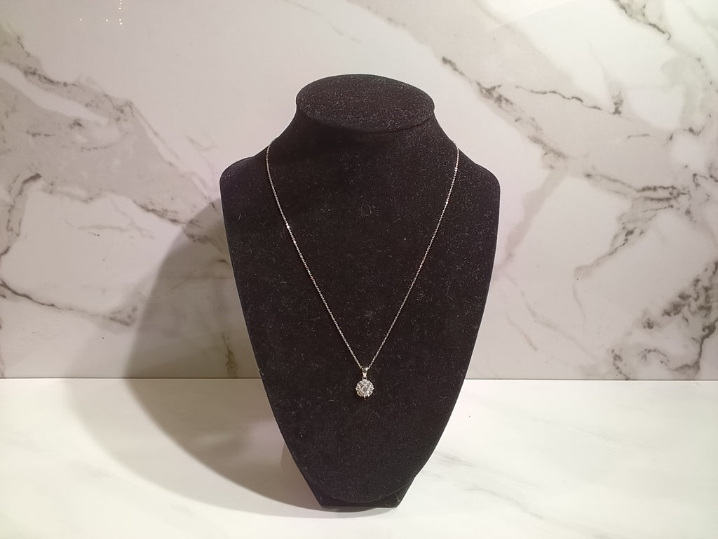 18" Sterling Silver Moissanite Circle Necklace