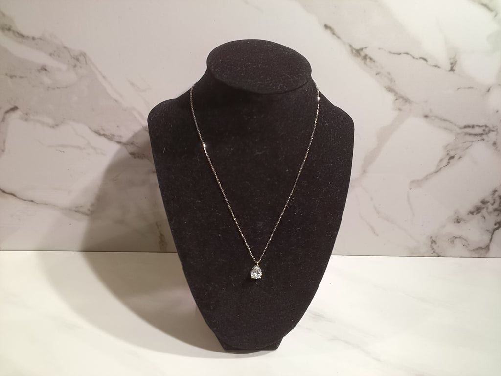 Sterling Silver Moissanite Pear Shape Necklace