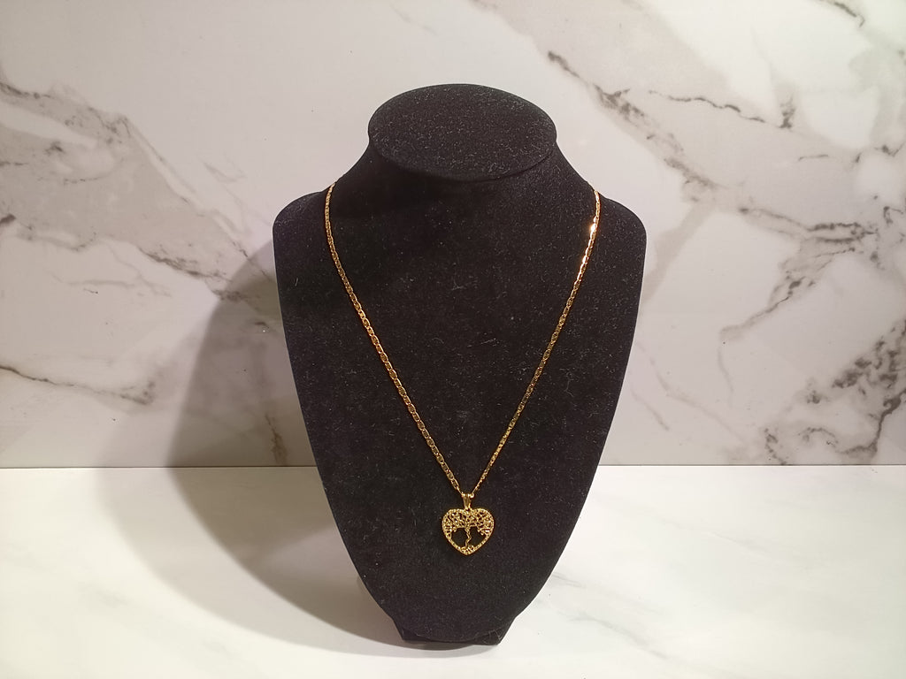 Gold Tree of Life Heart Necklace