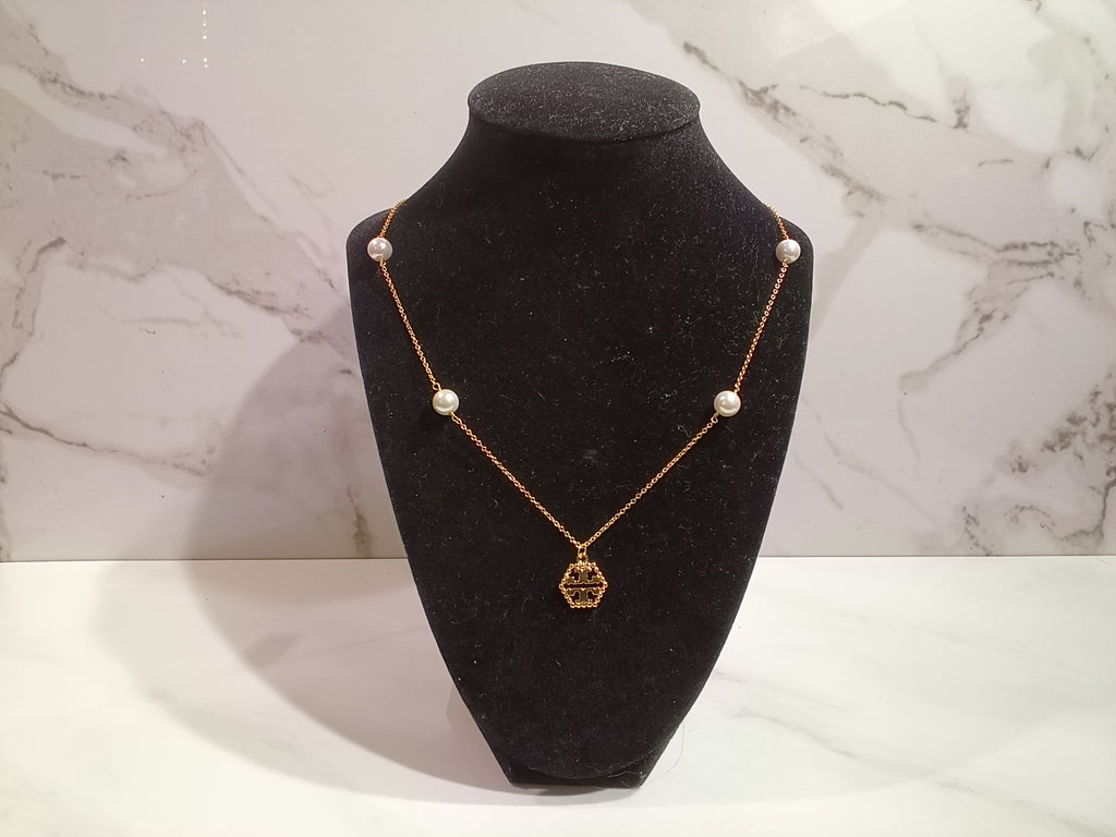 Tory Burch Pearl Station Chain Necklace