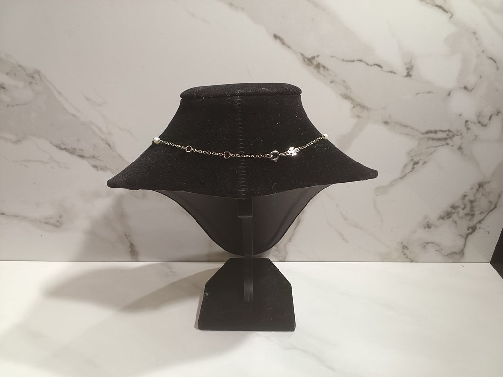 Tory Burch Pearl and Pavé Station Necklace