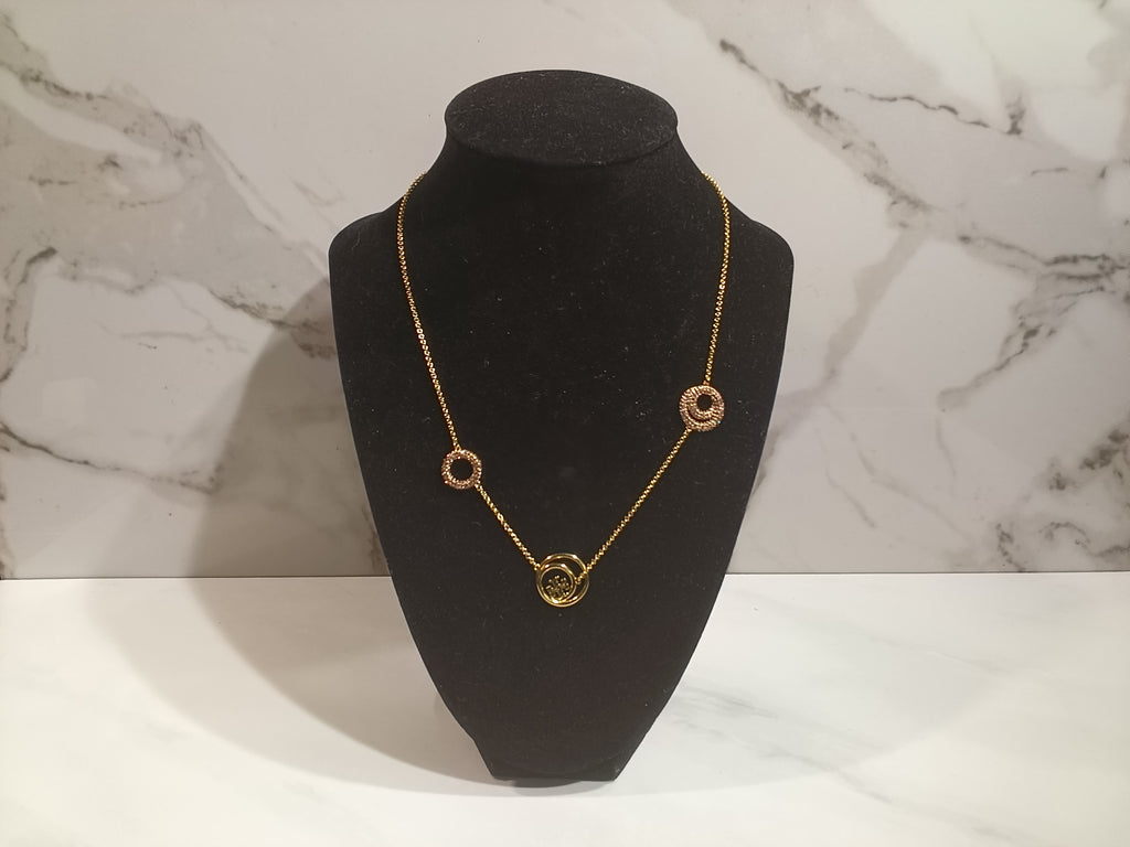 Tory Burch Pink Pavé Station Necklace