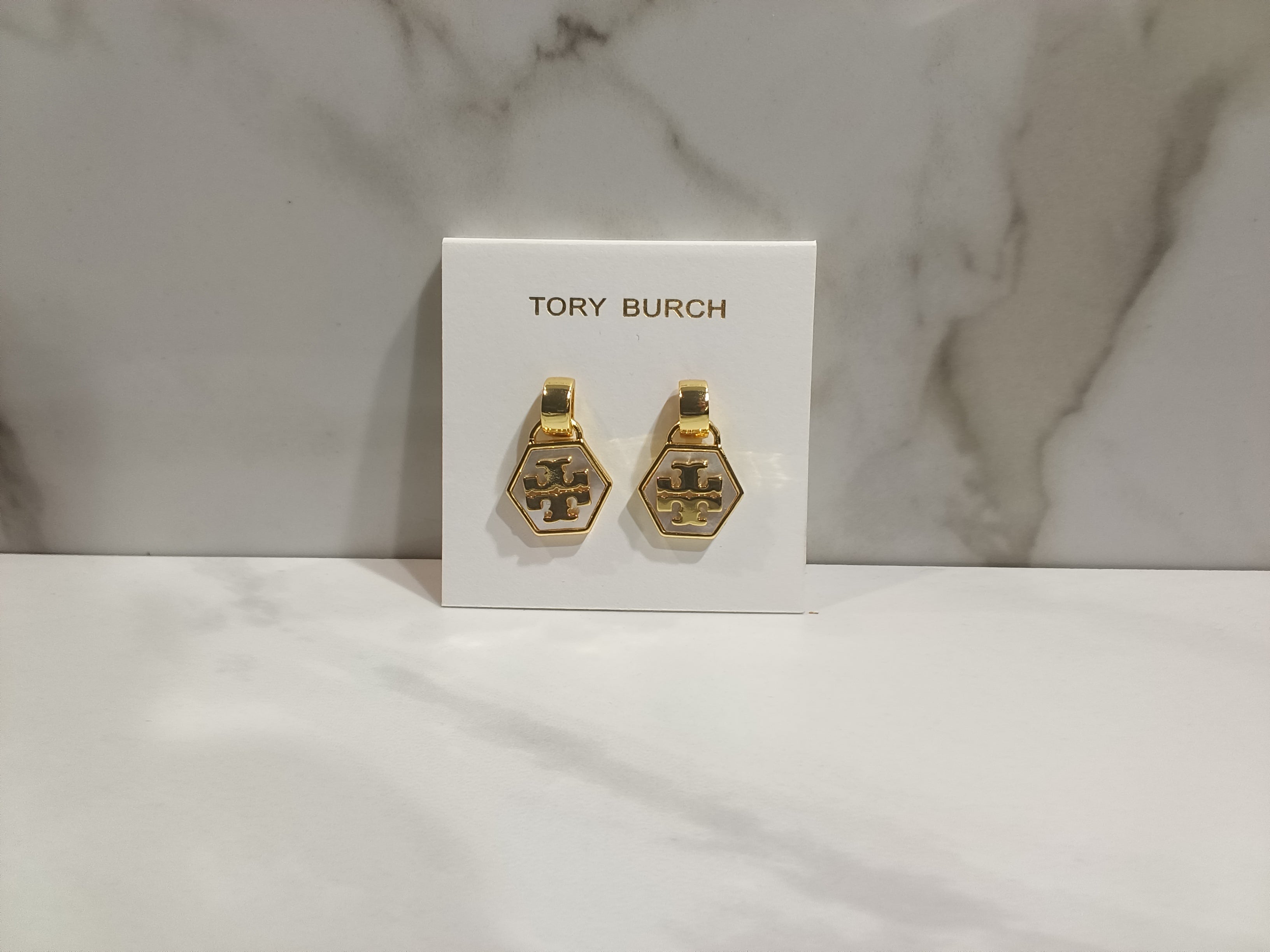 Tory Burch Mother of Pearl Icon Earrings
