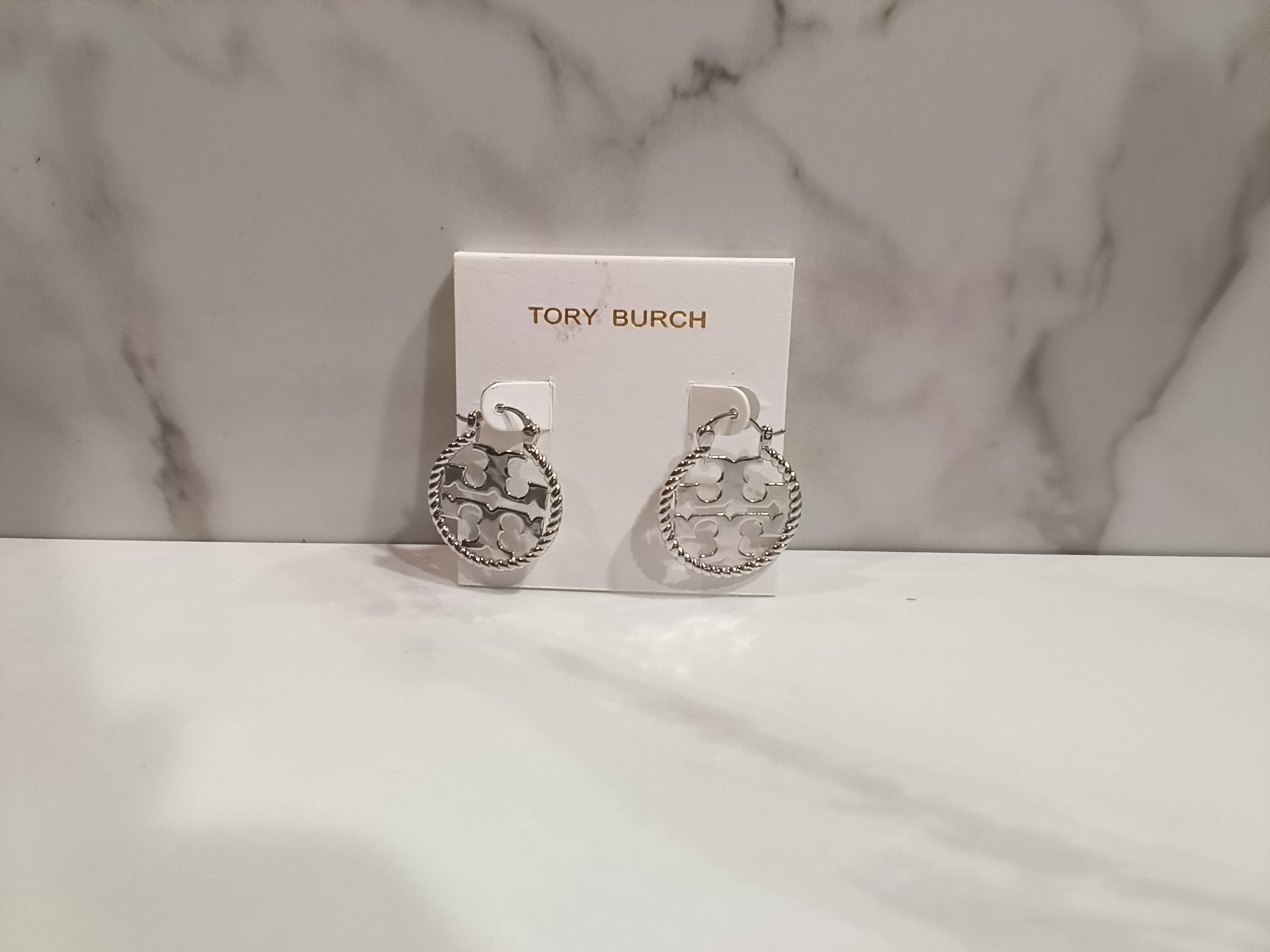 Tory Burch Icon Silver Drop Earrings