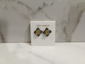 Tory Burch Black Flower Logo Stud Earrings