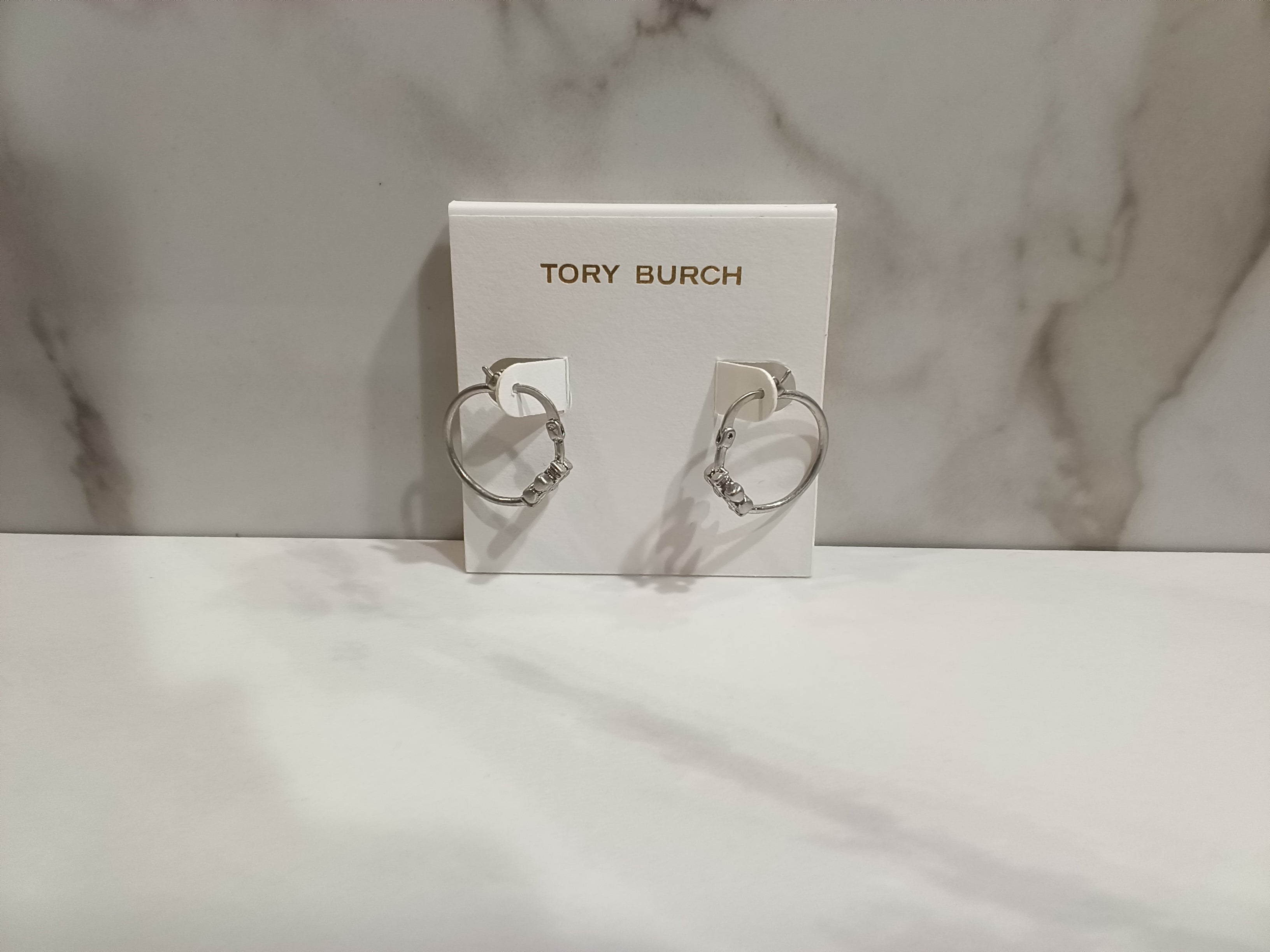 Tory Burch Icon Matte Silver Hoop Earrings