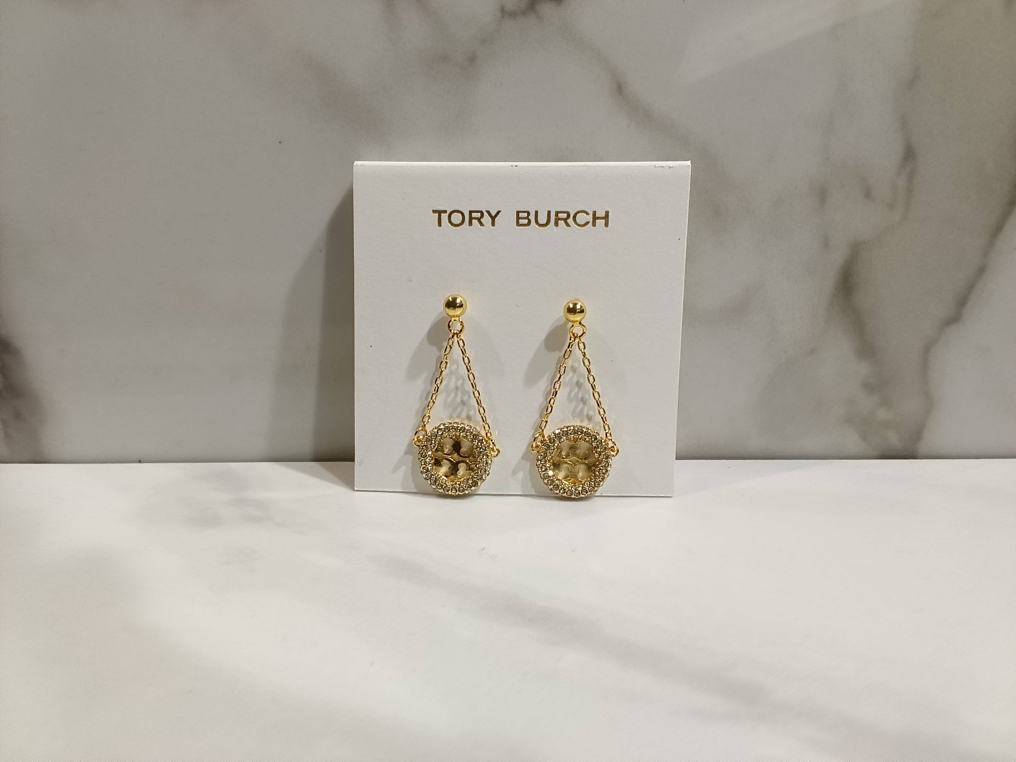 Tory Burch Pavé Chain Earrings