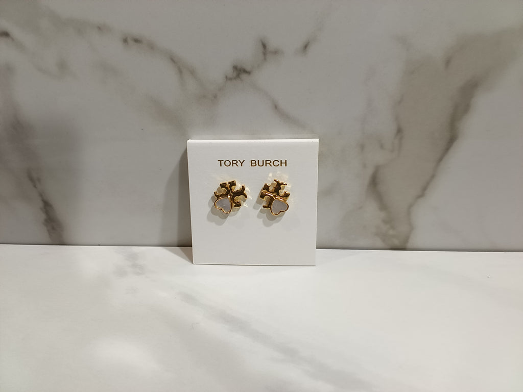 Tory Burch Mother of Pearl Heart Earrings
