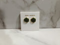 Tory Burch Green and Gold Hexagon Earrings