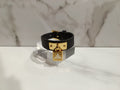 Tory Burch Black Leather Lock Bracelet