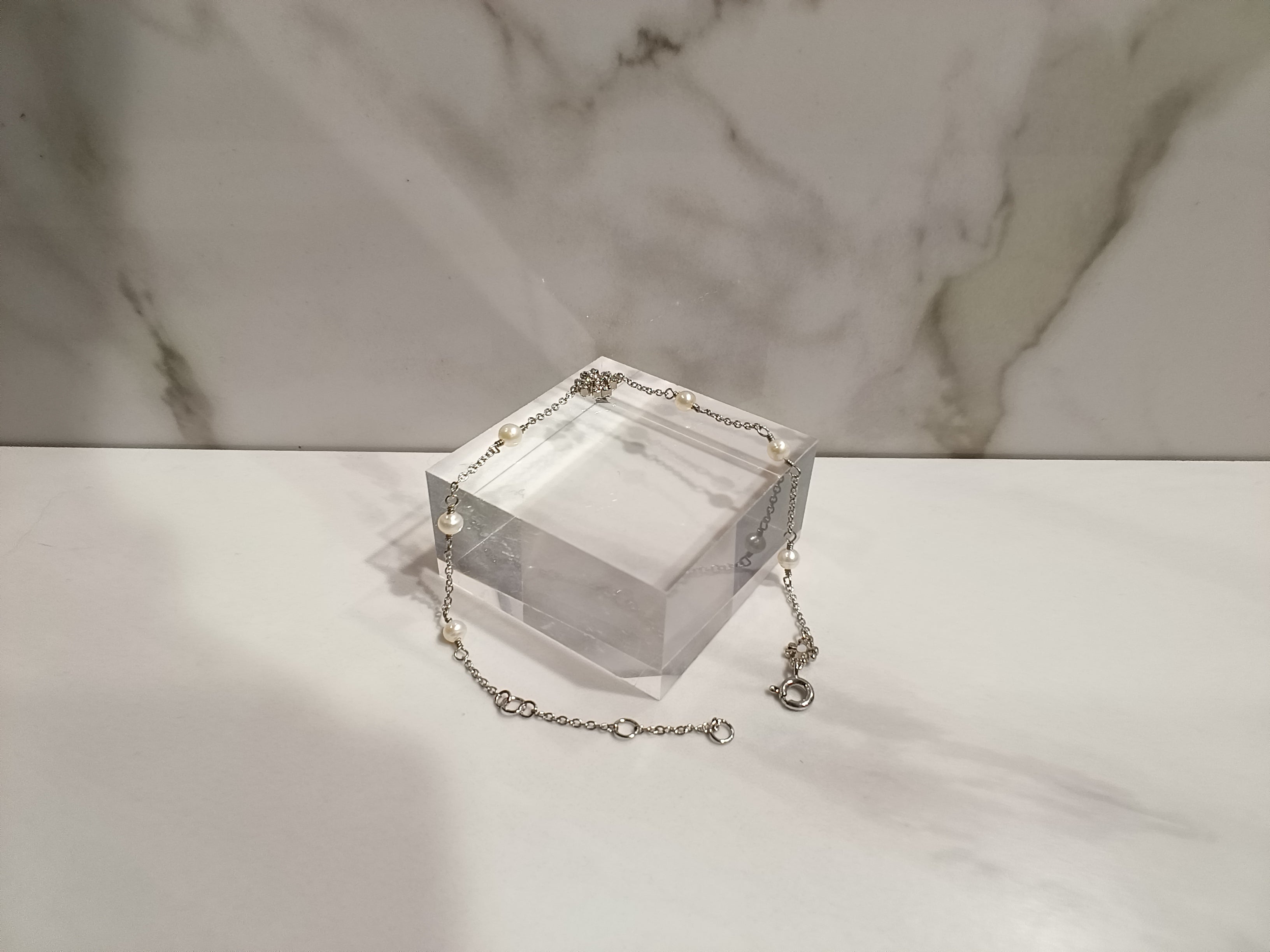Tory Burch Dainty Silver Pearl Bracelet