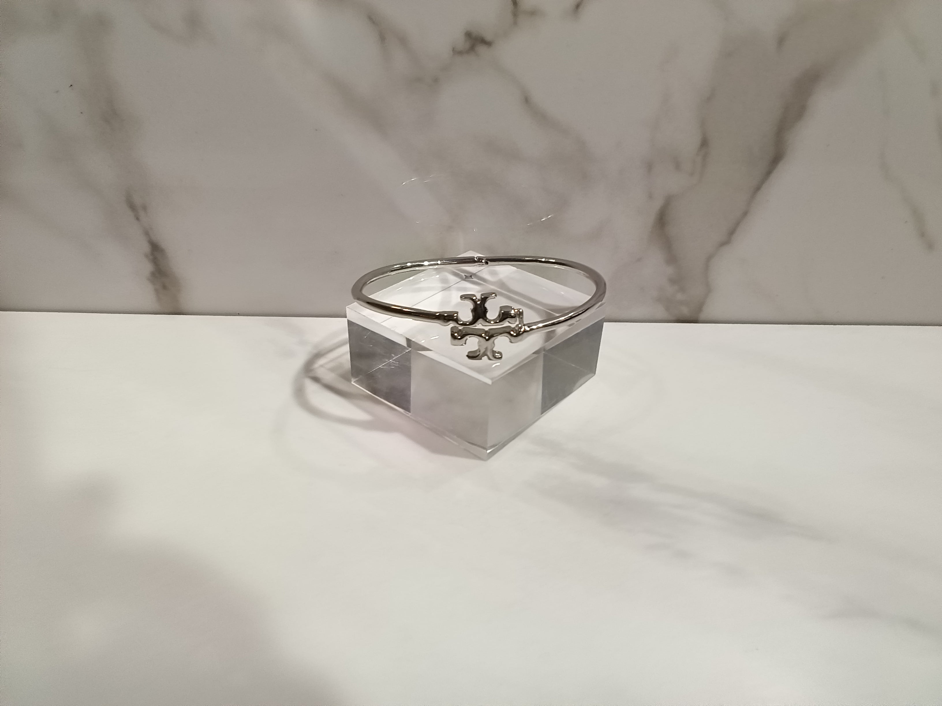 Tory Burch Icon Silver Logo Bangle
