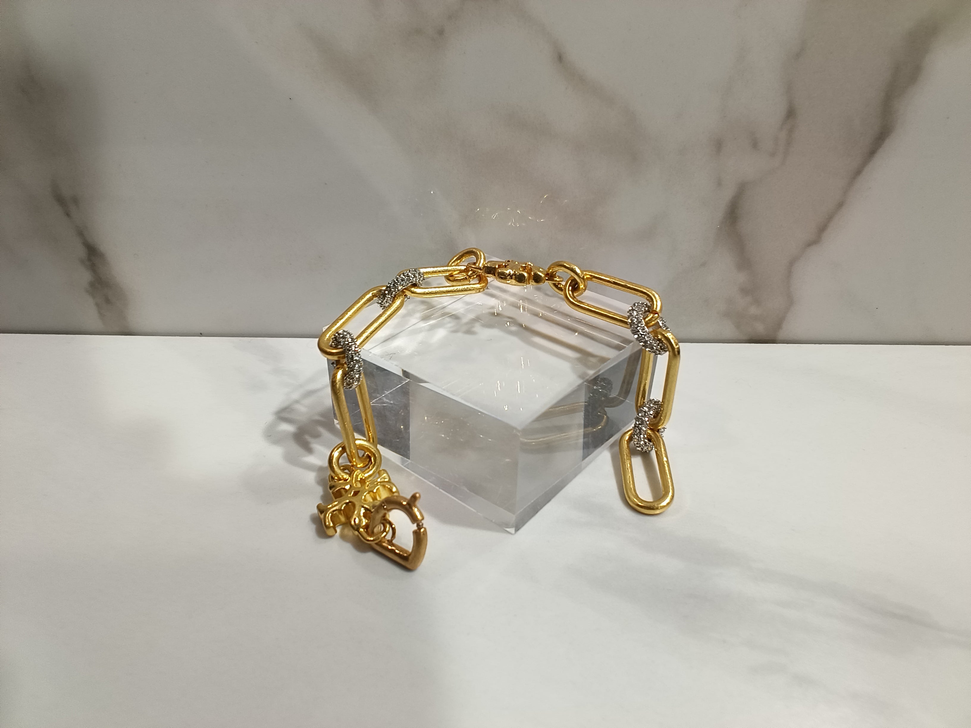 Tory Burch Pavé Gold Link Bracelet