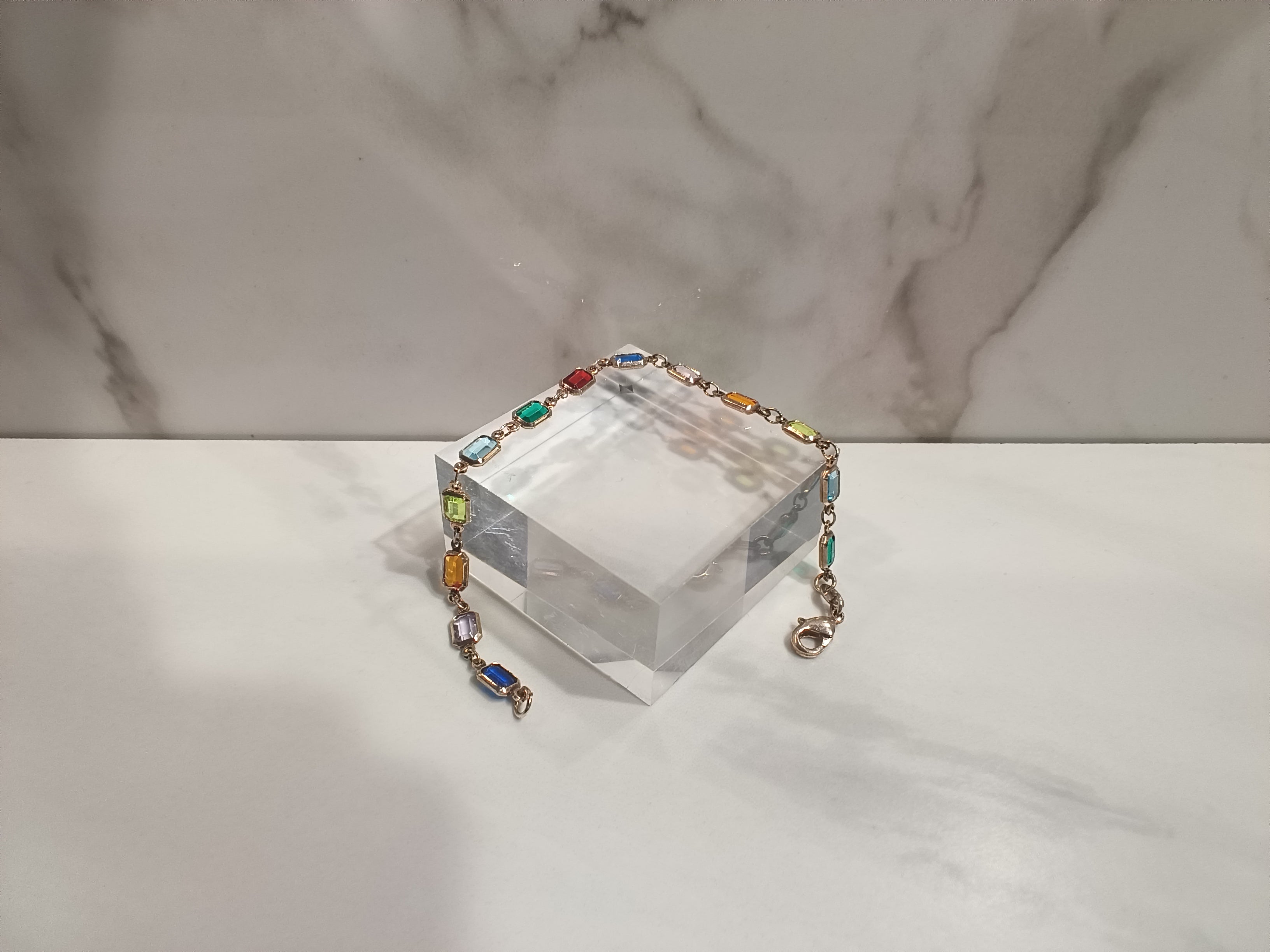 Silver Multi-Color Gemstone Bracelet