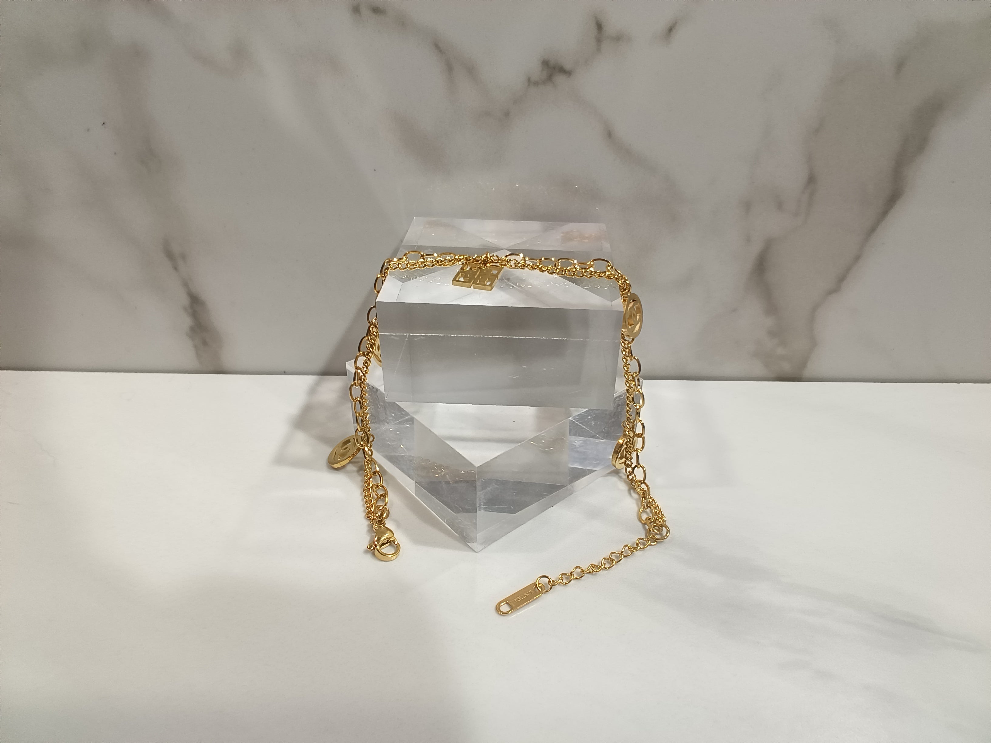 Chanel Gold Layered Chain Bracelet