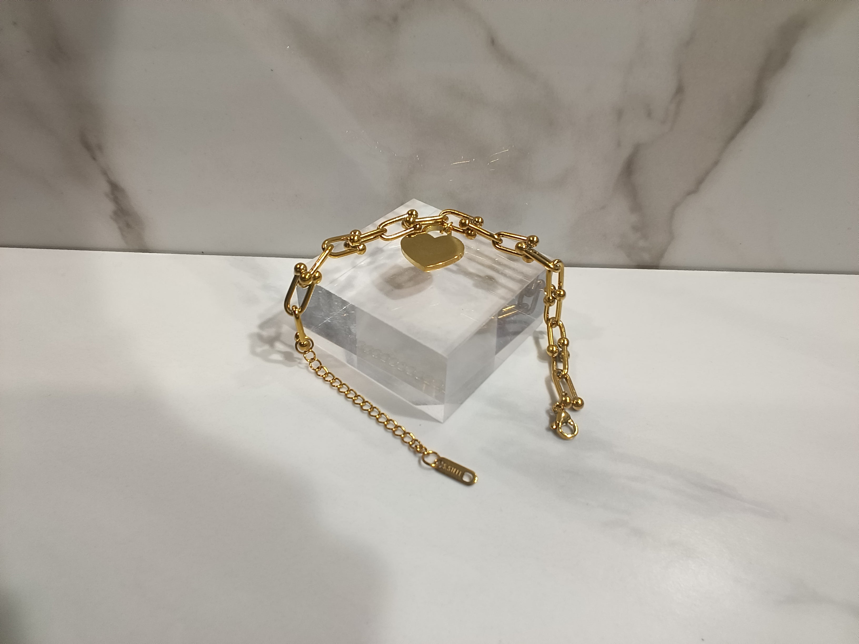 Tiffany & Co. Gold Heart Tag Charm Bracelet
