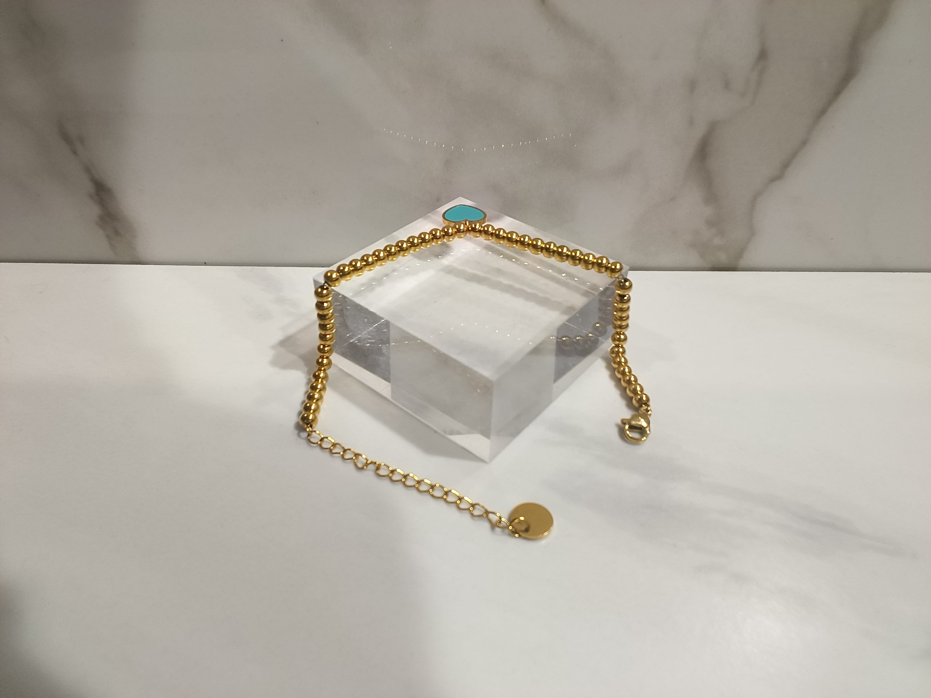 Tiffany & Co. Gold Bead Bracelet with Blue Enamel