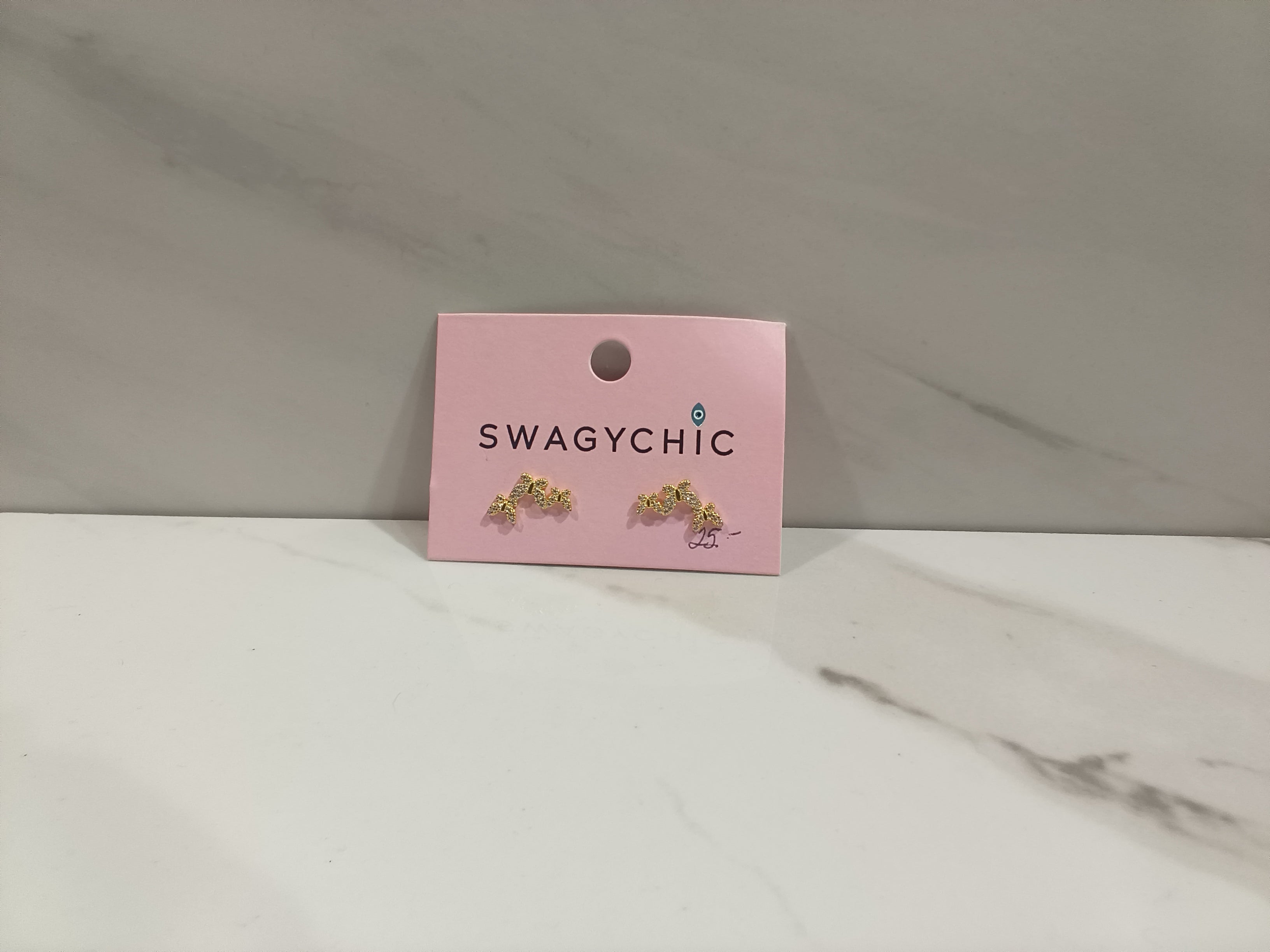 SwagyChic Gold Pavé Butterfly Stud Earrings