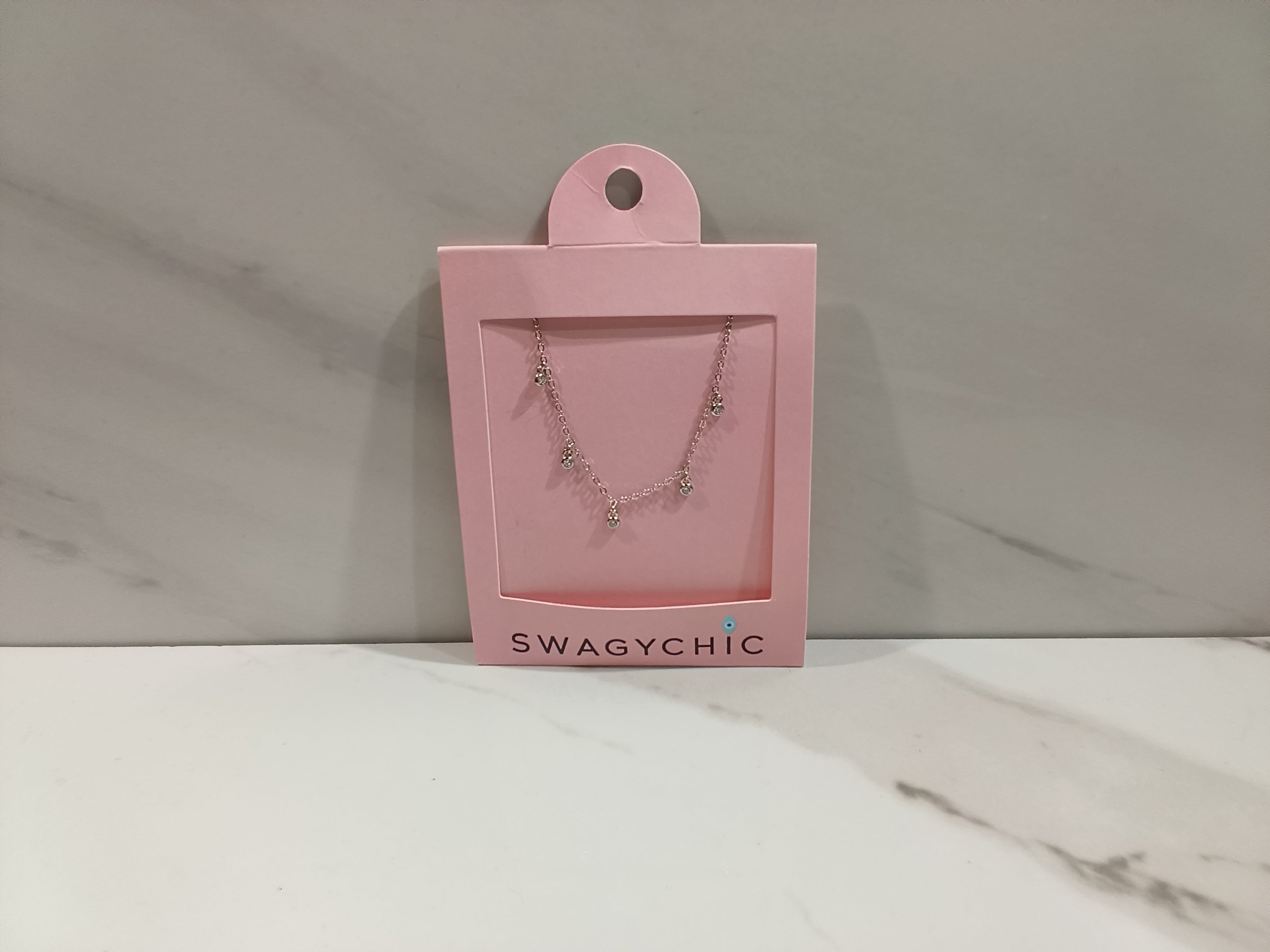 SwagyChic Silver Pavé Crystal Bead Station Necklace