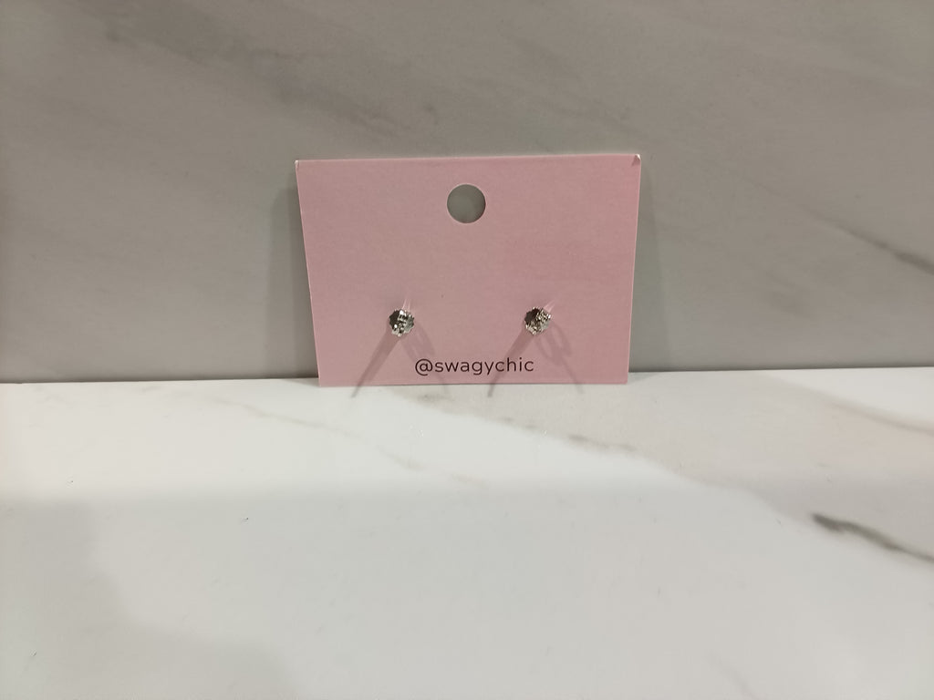 SwagyChic Silver Pavé Lightning Bolt Stud Earrings