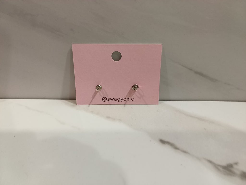 SwagyChic Silver Pavé Vertical Bar Drop Stud Earrings