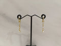 Gold Pavé Huggie Hoop with Crystal Chain Drop Earrings