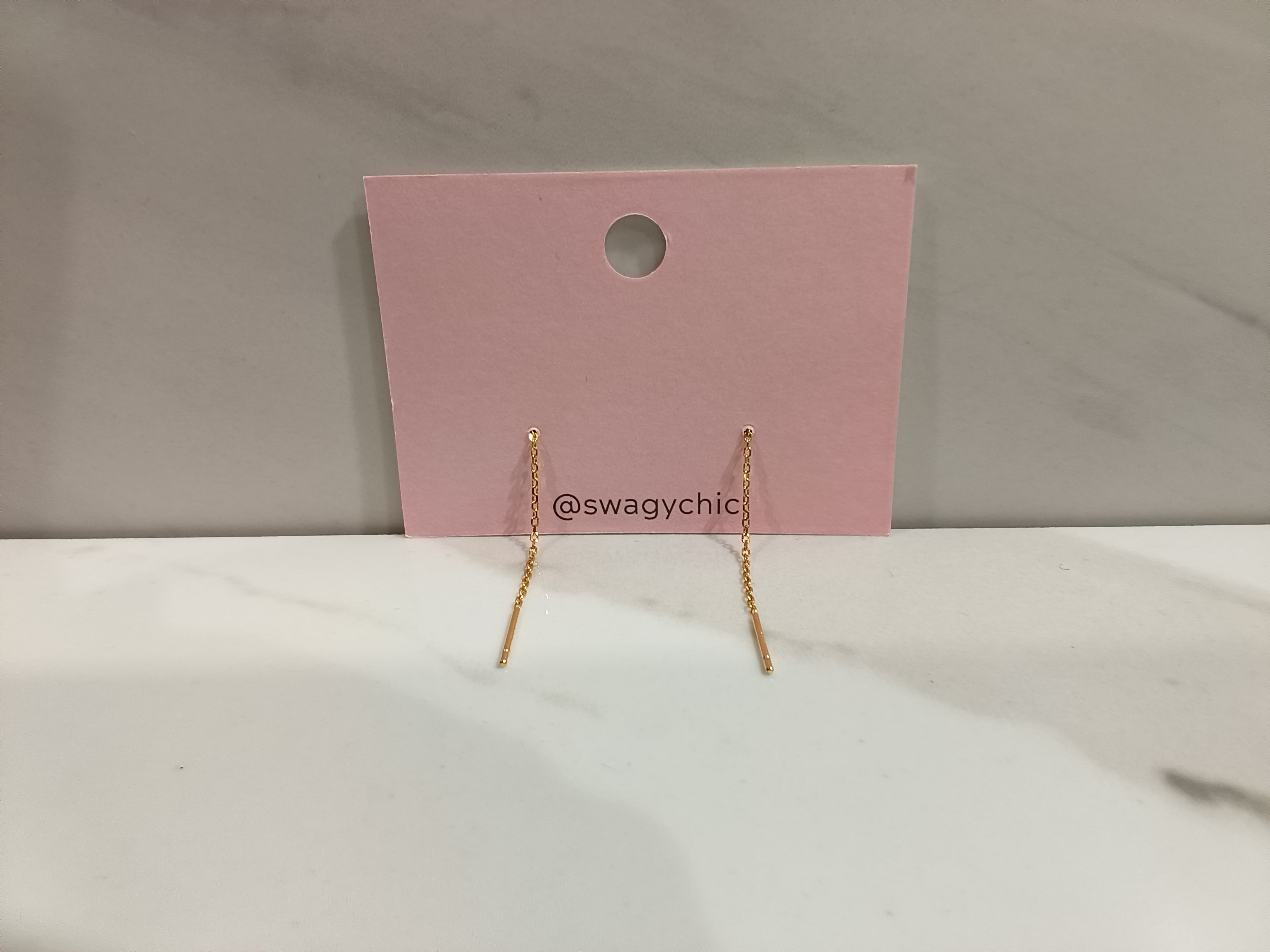 SwagyChic Gold Pavé Lightning Bolt Chain Drop Earrings