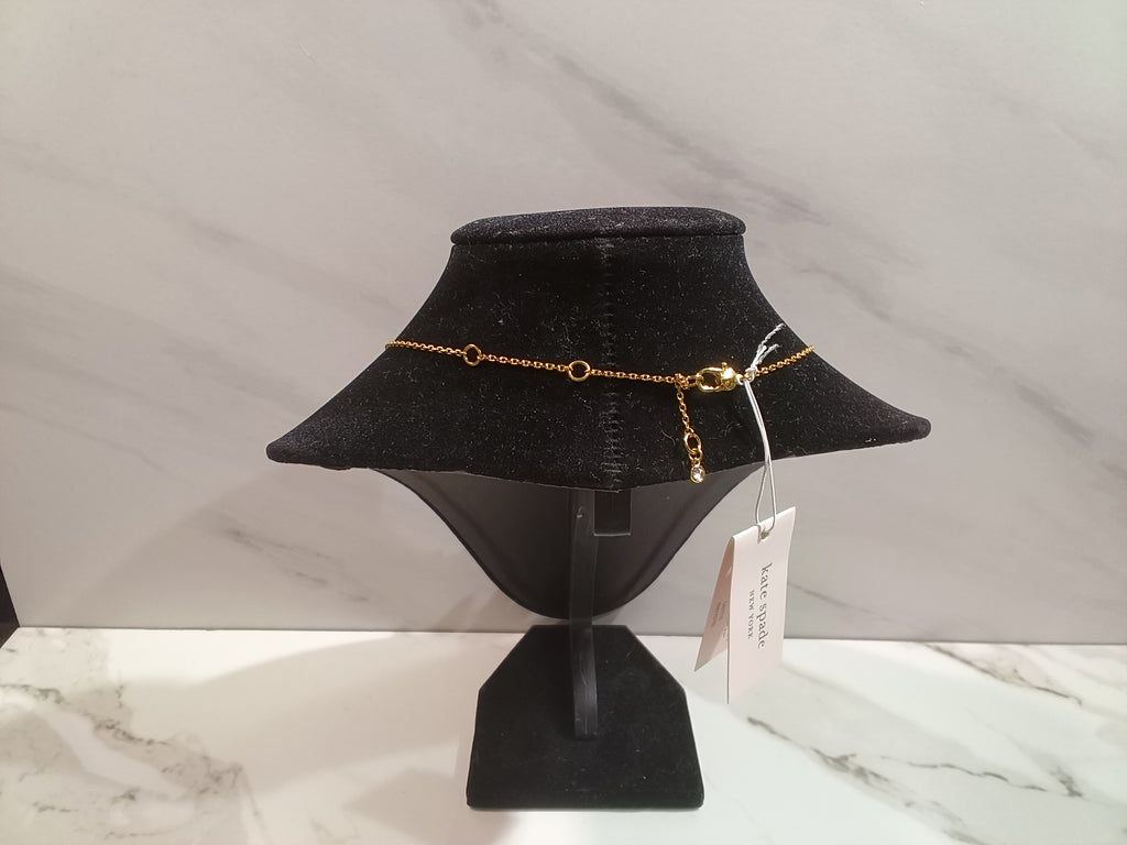 Kate Spade House Cat Peridot Stone Gold Chain Necklace