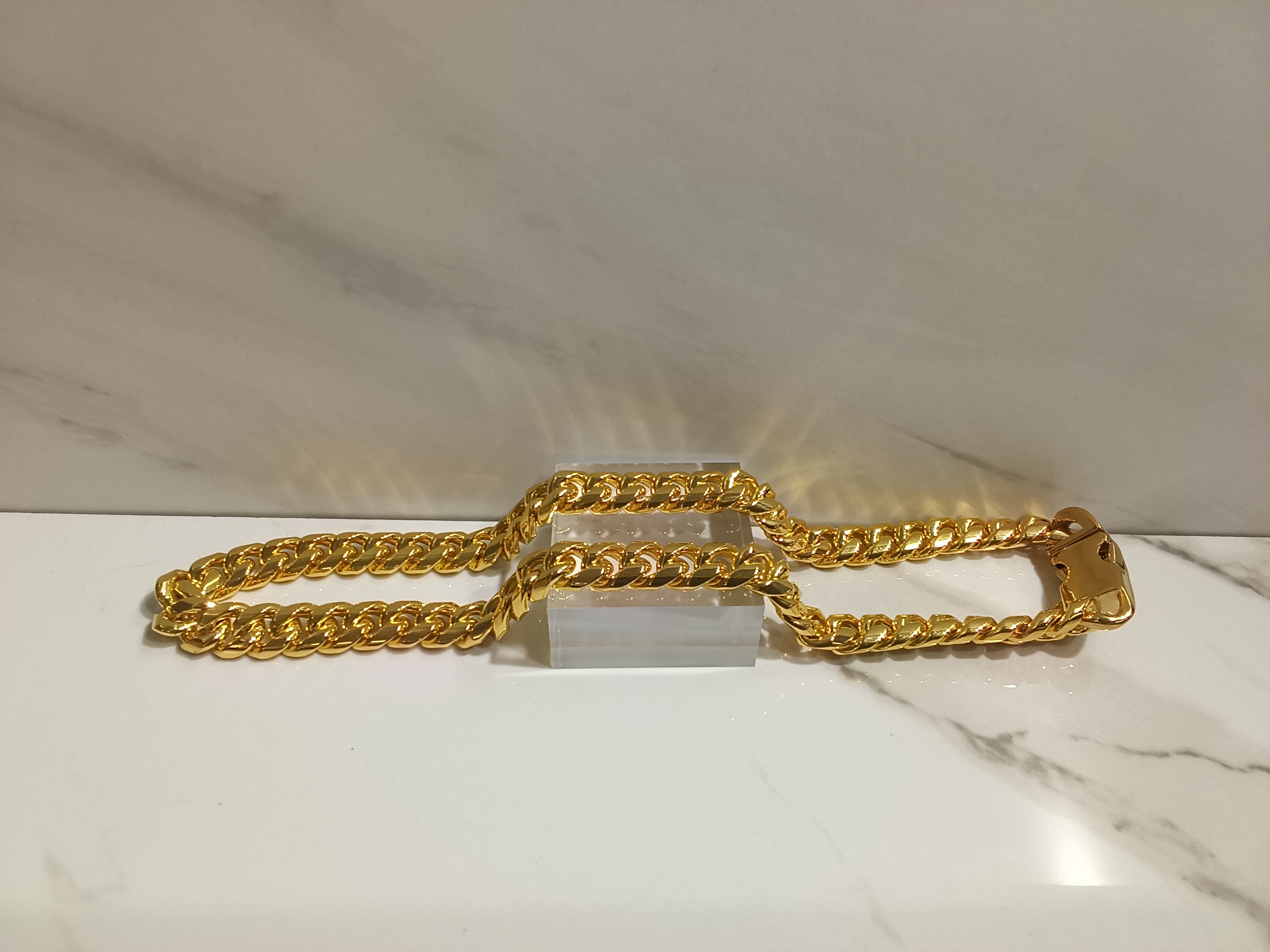 Solid Gold Cuban Link Dog Chain