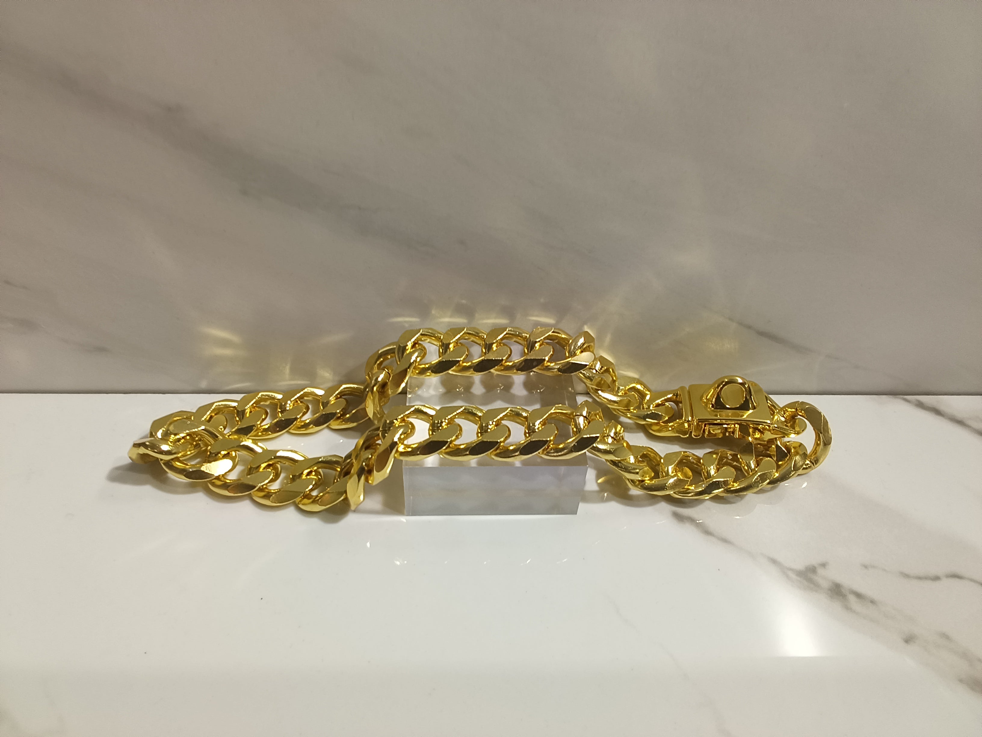 Gold Hollow Cuban Link Dog Chain