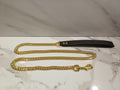 Gold Cuban Link Dog Leash with Leather Handle