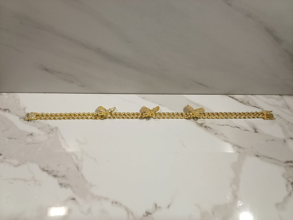 Butterfly Pavé Cuban Link Dog Chain